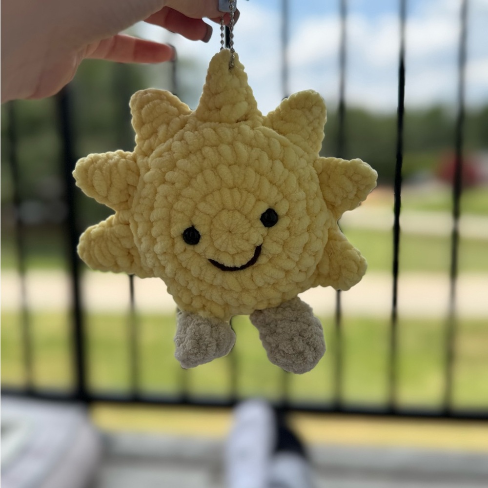 Yellow Sun Plush Keychain